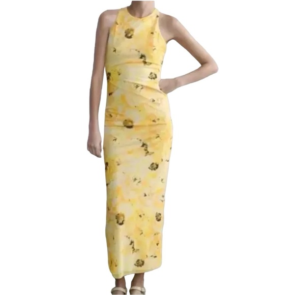 yellow floral dress zara maxi for beach Yellow Floral Dress Zara